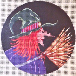 click here to view larger image of Witch and Broom Ornament (hand painted canvases)