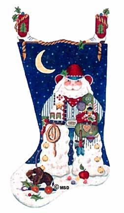 click here to view larger image of Cowboy Santa Stocking (hand painted canvases)