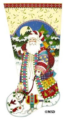 click here to view larger image of Walking Nordic Santa Stocking (hand painted canvases)