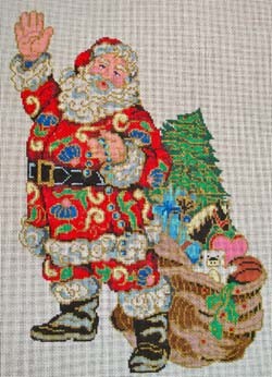 click here to view larger image of Santa and Toy Bag Cloisonne (hand painted canvases)