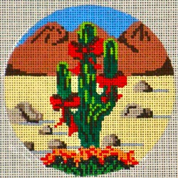 click here to view larger image of Cactus Round  Ornament (hand painted canvases)