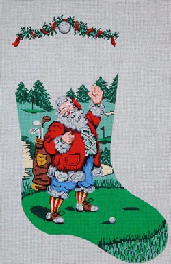 click here to view larger image of Golfing Santa - Right Facing (hand painted canvases)