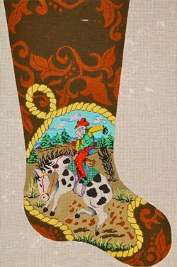click here to view larger image of Bucking Bronco Santa (hand painted canvases)