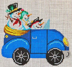 click here to view larger image of Blue  VW Bug w/ Snowmen (hand painted canvases)