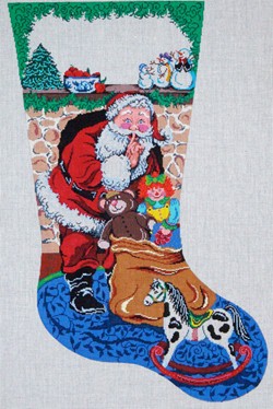click here to view larger image of Santa Shhh Girl's Toy's (hand painted canvases)