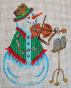 click here to view larger image of Snowman and Violin Ornament (hand painted canvases)