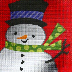 click here to view larger image of Retro Snowman Ornament (hand painted canvases)