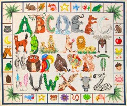 click here to view larger image of Animal Alphabet Sampler (hand painted canvases)