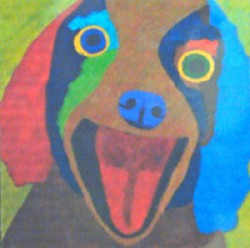 click here to view larger image of Dog, Go To The Park, On Green - 8x8 (hand painted canvases)