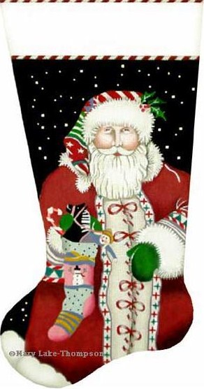 click here to view larger image of Santa Sock (hand painted canvases)