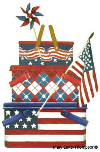 click here to view larger image of July 4th Picnic Baskets  (hand painted canvases)
