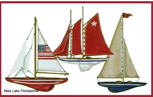 click here to view larger image of 3 Sailboats (hand painted canvases)