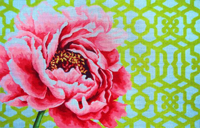 click here to view larger image of Peony/Trellis  (hand painted canvases)
