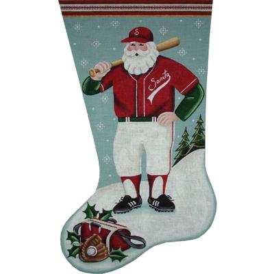 click here to view larger image of Baseball Santa Stocking - 18ct (hand painted canvases)