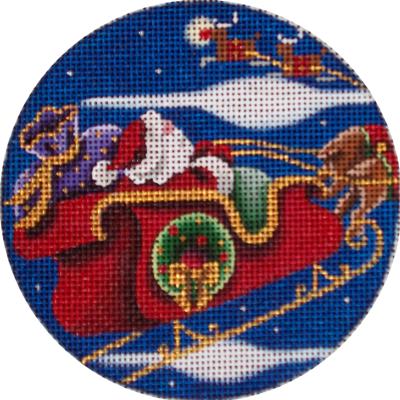 click here to view larger image of Santa In The Sky Ornament (hand painted canvases)