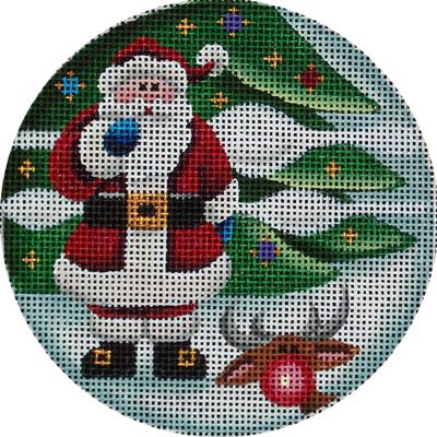 click here to view larger image of Santa and Rudolph Ornament (hand painted canvases)