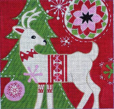 click here to view larger image of Mod Holiday Deer (hand painted canvases)