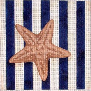 click here to view larger image of Starfish Square/Stripes (hand painted canvases)