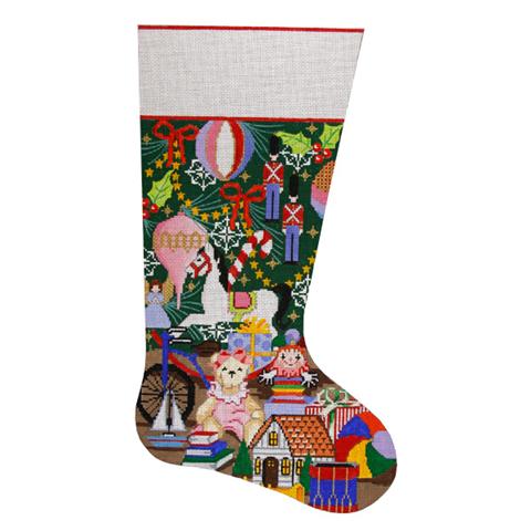 click here to view larger image of Christmas Toys Stocking (hand painted canvases)