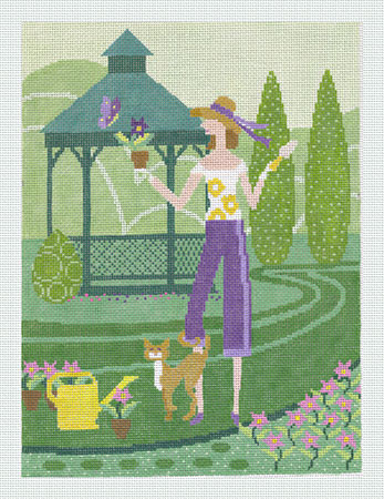 click here to view larger image of Garden Girl w/Stitch Guide (hand painted canvases)