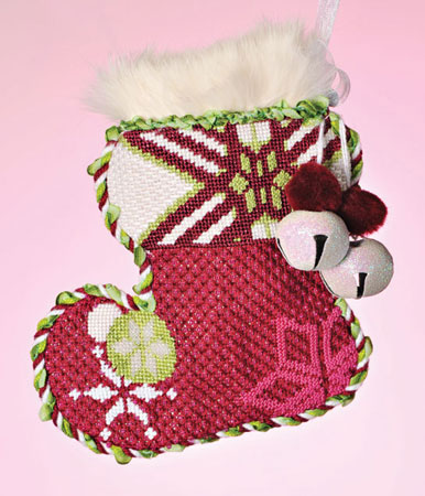 click here to view larger image of Sassy Snowflake Sock w/Stitch Guide (hand painted canvases)