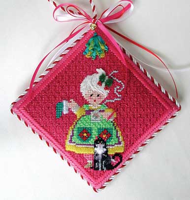 click here to view larger image of Mrs. Santa Ornament w/Stitch Guide (hand painted canvases)