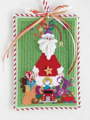 click here to view larger image of Santa With Toys Ornament w/Stitch Guide (hand painted canvases)