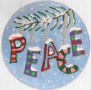click here to view larger image of Christmas Words Peace/Pinks (hand painted canvases)