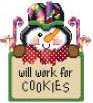 click here to view larger image of Will Work for Cookies (hand painted canvases)