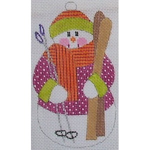 click here to view larger image of Lady Skier Snowman (hand painted canvases)