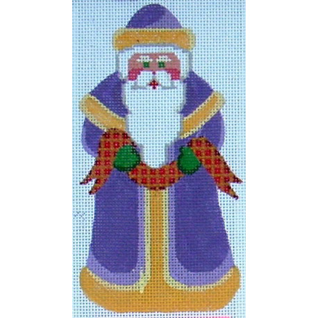 click here to view larger image of Purple Santa w/ Red Ribbon  (hand painted canvases)
