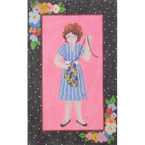 click here to view larger image of Sewing Girl (hand painted canvases)
