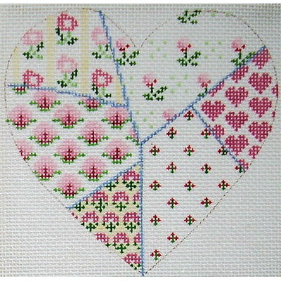 click here to view larger image of Patchwork Floral Heart (hand painted canvases)