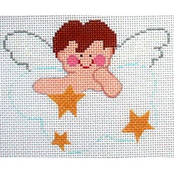 click here to view larger image of Brown Hair Boy Angel (hand painted canvases)