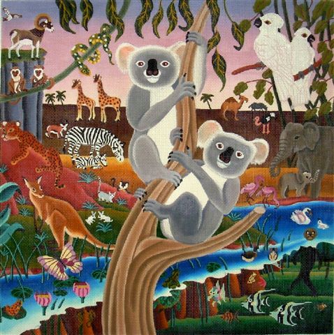 click here to view larger image of Koalas & Friends (hand painted canvases)