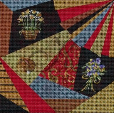 click here to view larger image of Spring Crazy Quilt (hand painted canvases)
