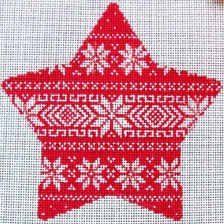 click here to view larger image of Nordic Stripe Xmas Star (hand painted canvases)