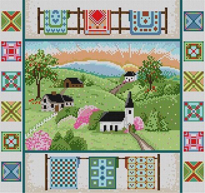 click here to view larger image of Country Quilts (hand painted canvases)