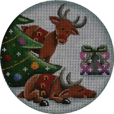 click here to view larger image of Snoozing Reindeer Ornament (hand painted canvases)