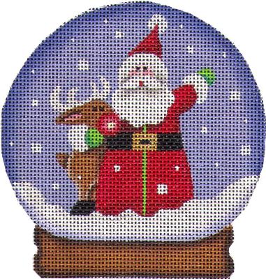 click here to view larger image of Santa & Rudolph Globe Ornament (hand painted canvases)