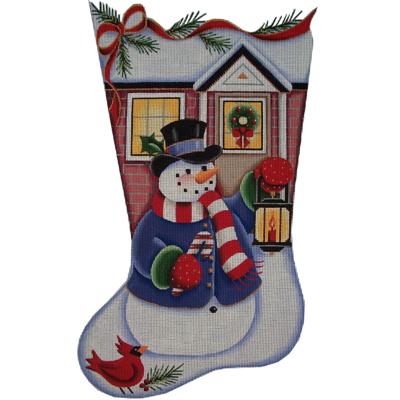 click here to view larger image of Snowman Lantern Stocking - 18ct (hand painted canvases)