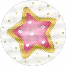 click here to view larger image of Pink Star Cookie Ornament (hand painted canvases)