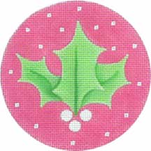 click here to view larger image of Pink Holly Ornament (hand painted canvases)