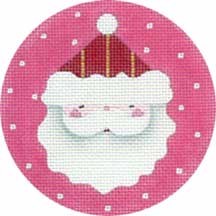 click here to view larger image of Pink Santa Ornament (hand painted canvases)