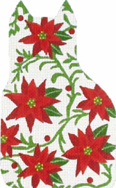 click here to view larger image of Poinsettia Cat (hand painted canvases)