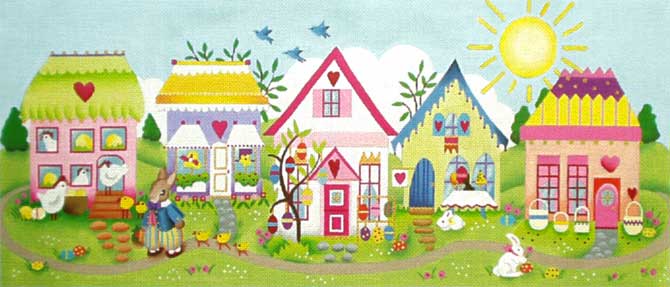 click here to view larger image of Easter Village (hand painted canvases)
