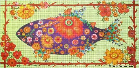 click here to view larger image of Fishy Floral (hand painted canvases)