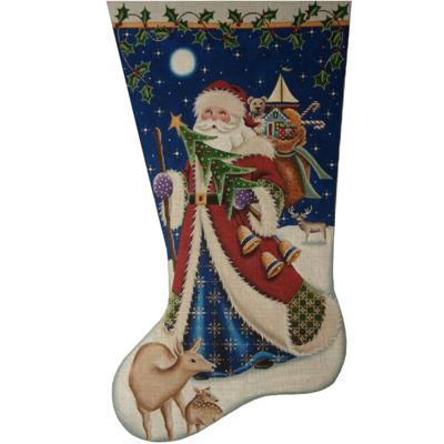 click here to view larger image of Woodland Christmas Stocking - 13ct (hand painted canvases)