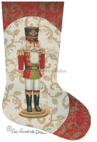 click here to view larger image of Red Nutcracker Stocking (hand painted canvases)