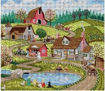 click here to view larger image of Country Scene (hand painted canvases)